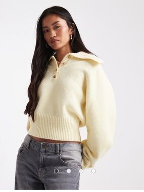 ASOS Cropped Collared Sweater in Light Yellow